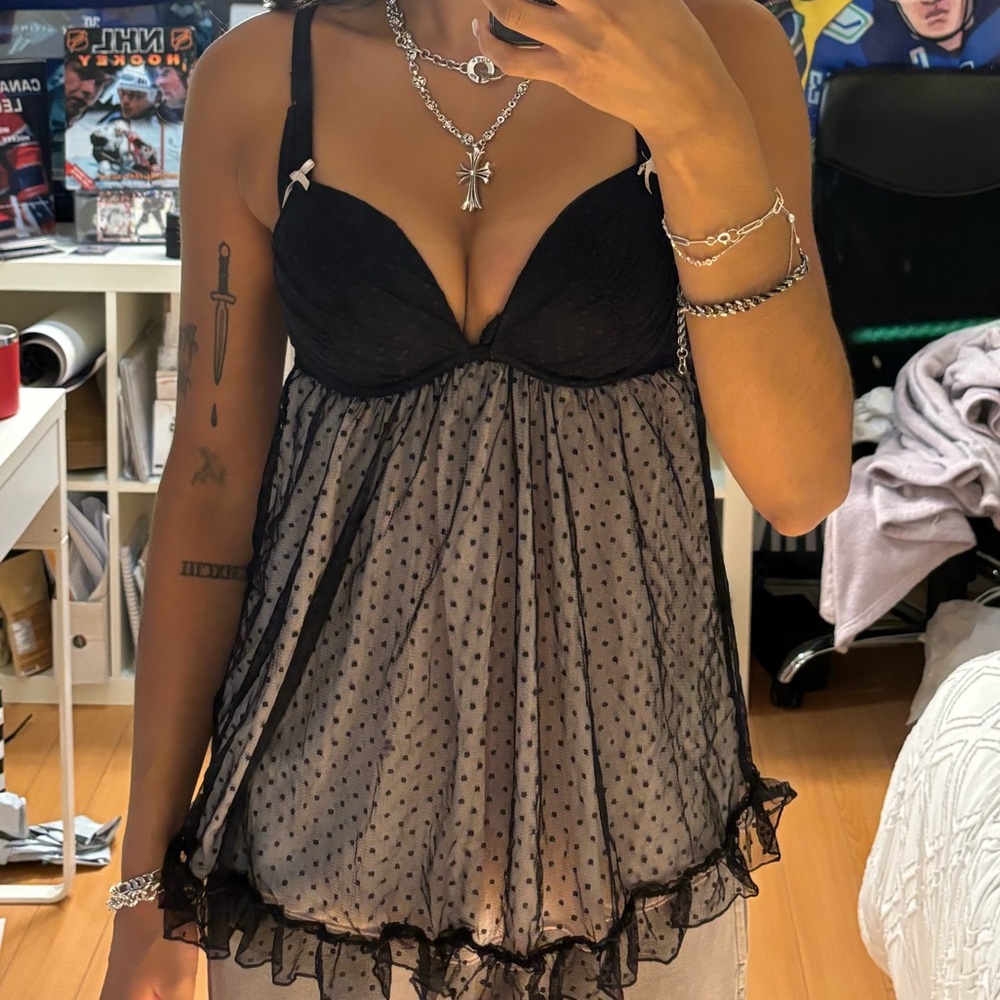LaSenza - ruffled black bustier